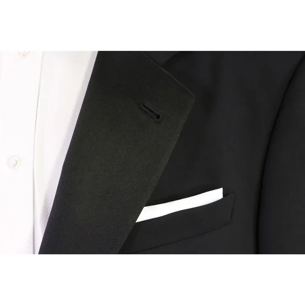 Armani Collezioni Black 2-Btn Wool Tuxedo Formal Wedding Suit 44L